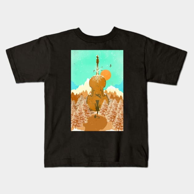 NATURE CELLO Kids T-Shirt by Showdeer